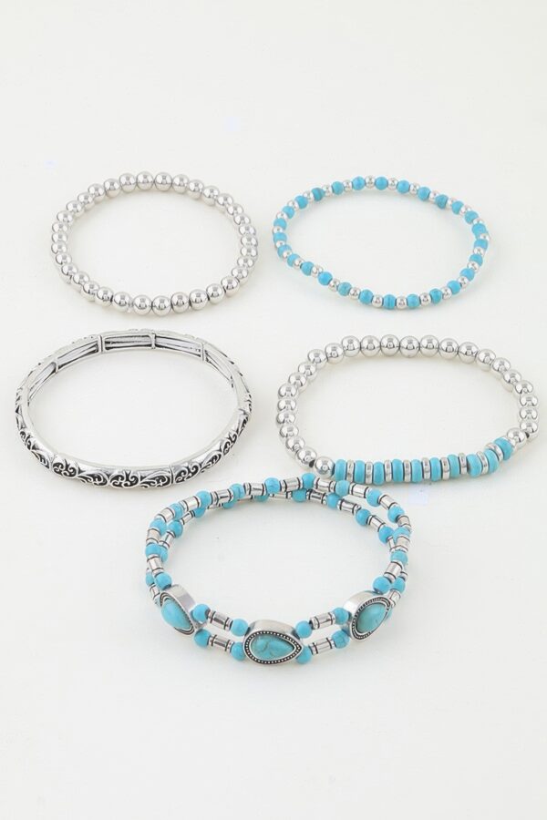 Antique Teardrop Beaded Bracelet - Five-Strand Southwestern
