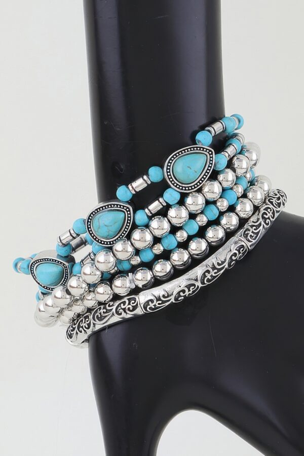 Antique Teardrop Beaded Bracelet - Five-Strand Southwestern