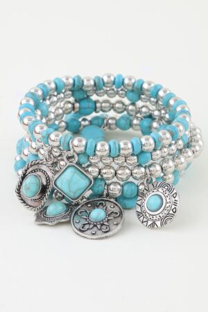 Antique-Inspired Beaded Bracelet with Summer Hat Charm
