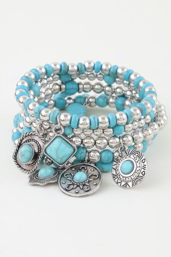 Antique-Inspired Beaded Bracelet with Summer Hat Charm