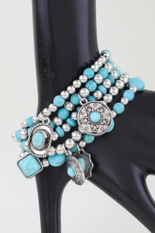 Antique-Inspired Beaded Bracelet with Summer Hat Charm