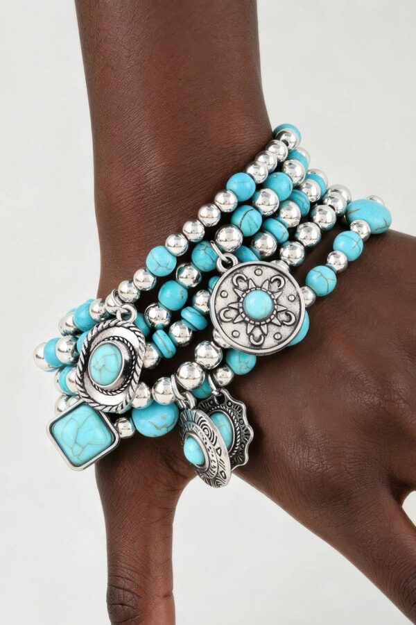 Antique-Inspired Beaded Bracelet with Summer Hat Charm