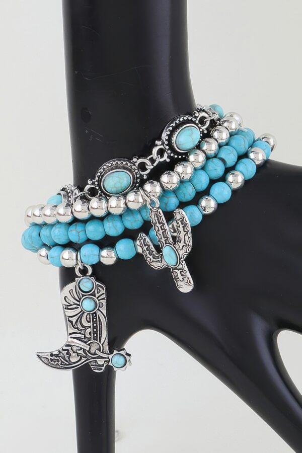Antique Western Boot Beaded Bracelet - 4-Strand Layered