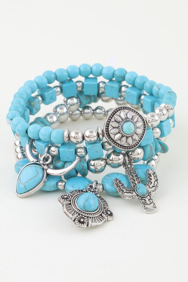 Layered Multi-Strand Antique Charm Beaded Bracelet