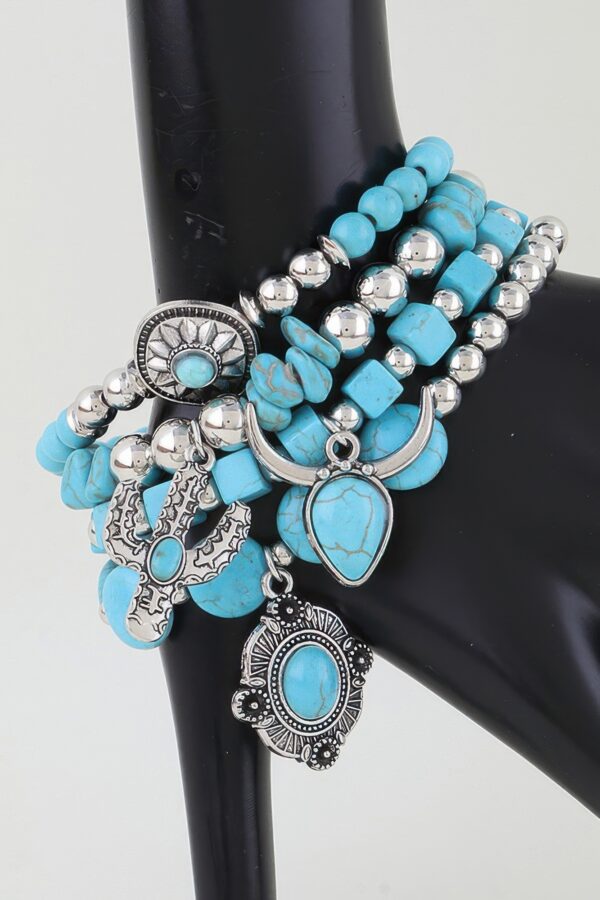 Layered Multi-Strand Antique Charm Beaded Bracelet