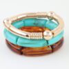 Layered Multi-Marble Tube Bracelet with Metallic Accents