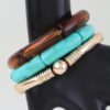 Layered Multi-Marble Tube Bracelet with Metallic Accents