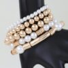 Multi Crystal Beaded Bracelet with Pearl & Metallic Bars