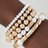 Multi Crystal Beaded Bracelet with Pearl & Metallic Bars