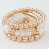 Multi Crystal Beaded Bracelet with Pearl & Metallic Bars