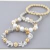 Two-Tone Twist Beaded Bracelet with Pearl Accents
