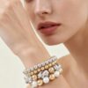 Two-Tone Twist Beaded Bracelet with Pearl Accents