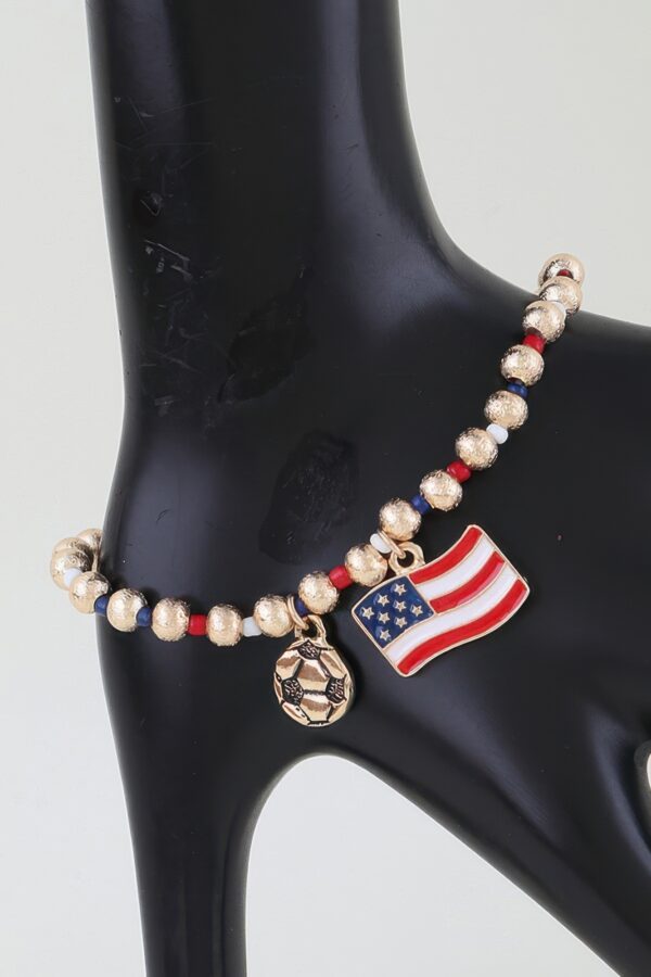 Patriotic American Soccer Beaded Charm Bracelet