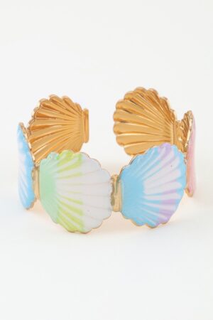 Seashell Cuff Bracelet with Gradient Shell Charms
