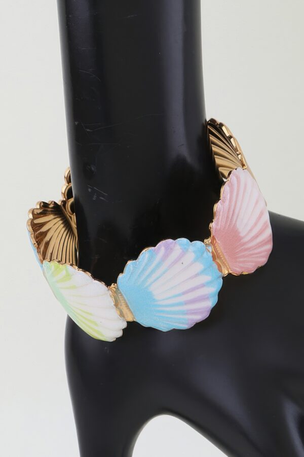 Seashell Cuff Bracelet with Gradient Shell Charms