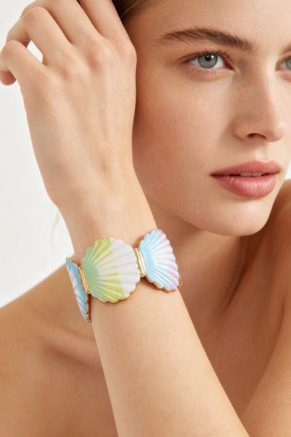 Seashell Cuff Bracelet with Gradient Shell Charms