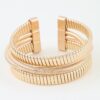 Multi Polished Box Cuff Bracelet – Layered Ribbed Design