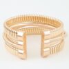 Multi Polished Box Cuff Bracelet - Layered Ribbed Design