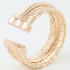 Multi Polished Box Cuff Bracelet - Layered Ribbed Design