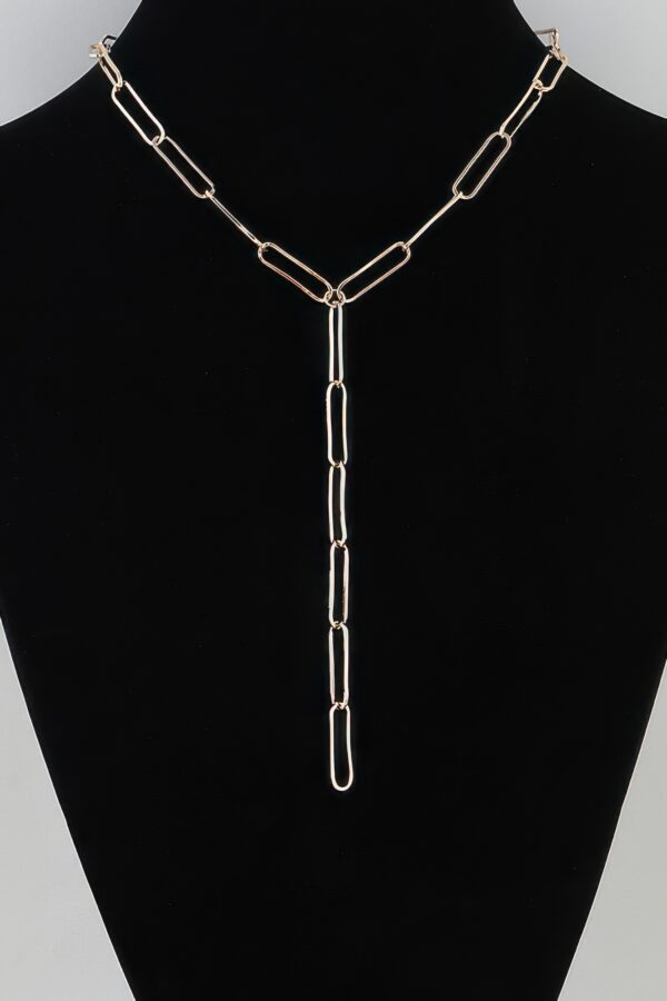 Minimal Link Drop Necklace – Rectangular Chain