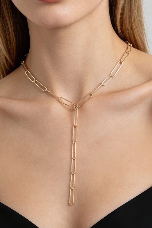 Minimal Link Drop Necklace - Rectangular Chain