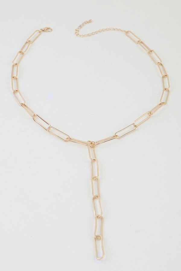 Minimal Link Drop Necklace - Rectangular Chain