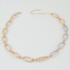 Hammered Two-Tone Chain Necklace - Textured Oval Links