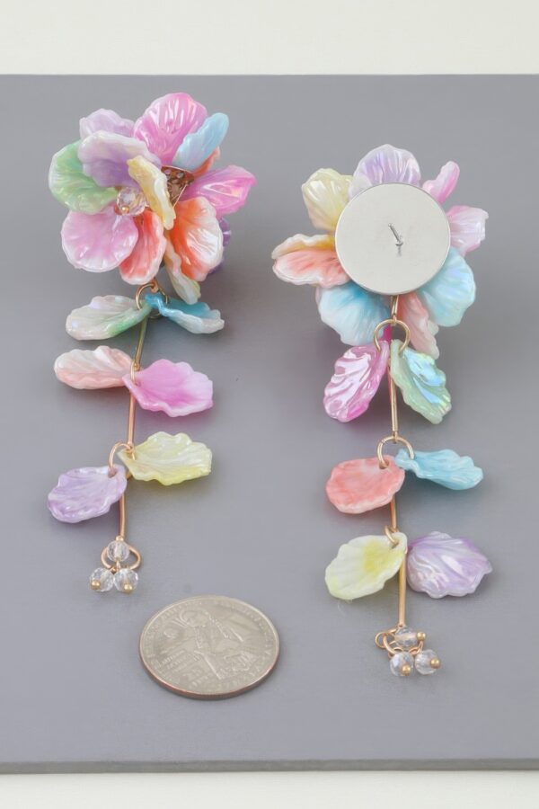 Multi-Petal Drop Earrings - Iridescent Cascade
