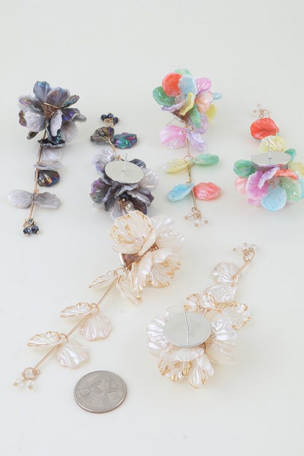 Multi-Petal Drop Earrings - Iridescent Cascade