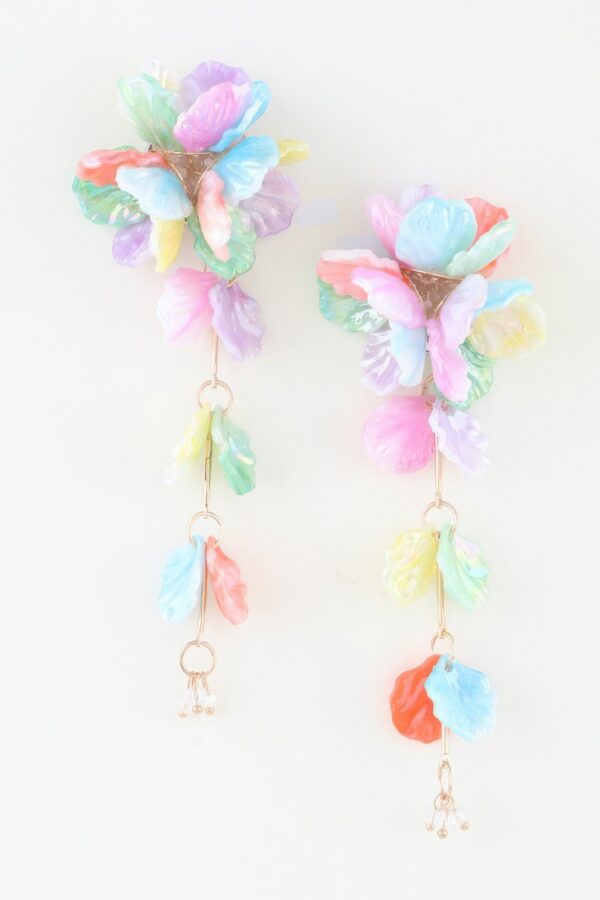 Multi-Petal Drop Earrings - Iridescent Cascade