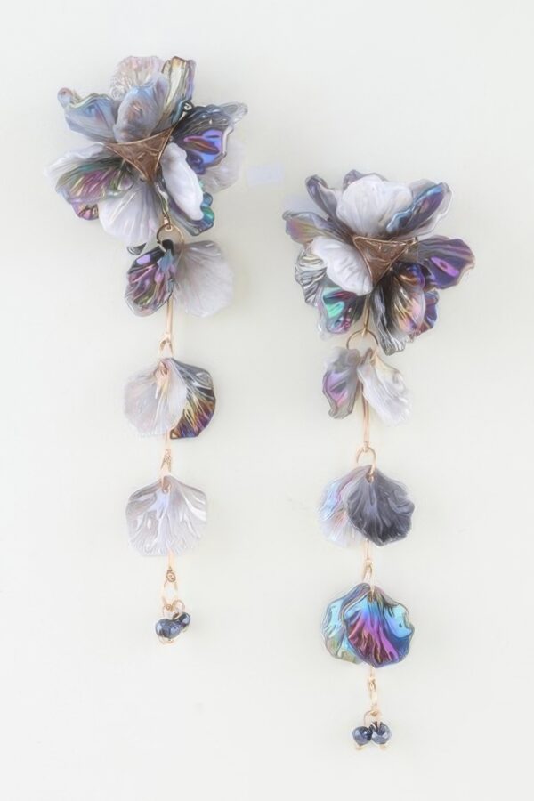 Multi-Petal Drop Earrings - Iridescent Cascade
