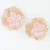 Crystal Beaded Blossom Earrings – Layered Metal Petals