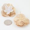 Crystal Beaded Blossom Earrings - Layered Metal Petals