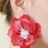 Marble Flower Pearl-Center Stud Earrings