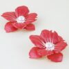 Marble Flower Pearl-Center Stud Earrings