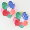Marble Flower Pearl-Center Stud Earrings