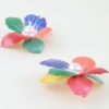 Marble Flower Pearl-Center Stud Earrings