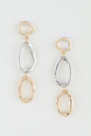 Polished Two-Tone Stacked Loop Drop Earrings