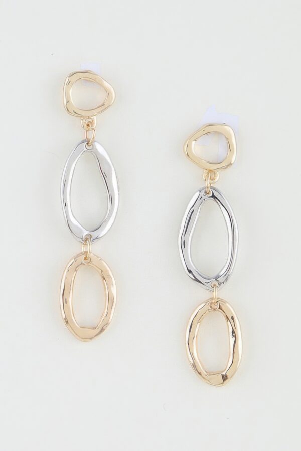 Polished Two-Tone Stacked Loop Drop Earrings