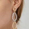 Polished Two-Tone Stacked Loop Drop Earrings