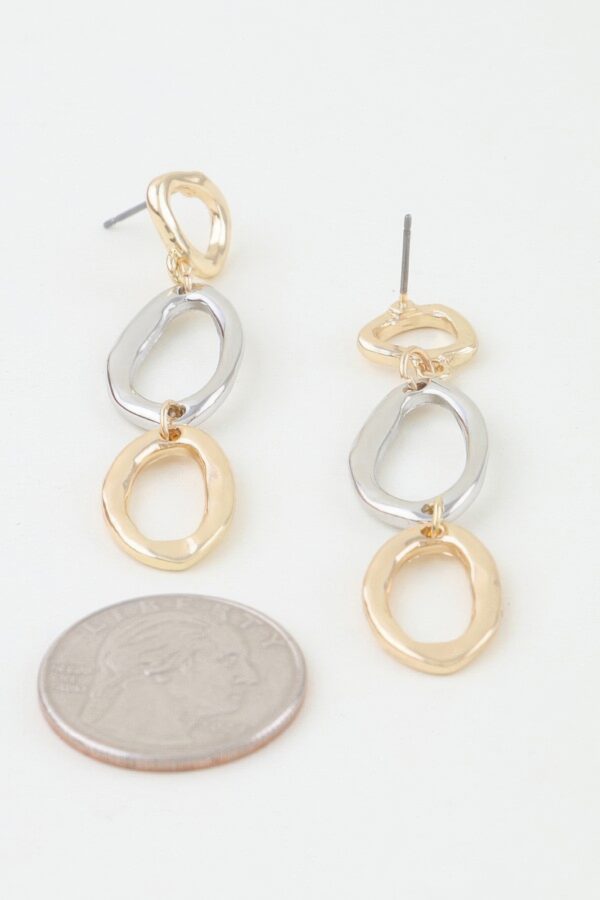 Polished Two-Tone Stacked Loop Drop Earrings