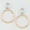 Wavy-Edge Two-Tone Hoop Drop Earrings