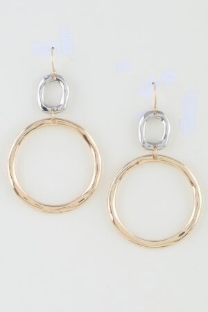 Wavy-Edge Two-Tone Hoop Drop Earrings