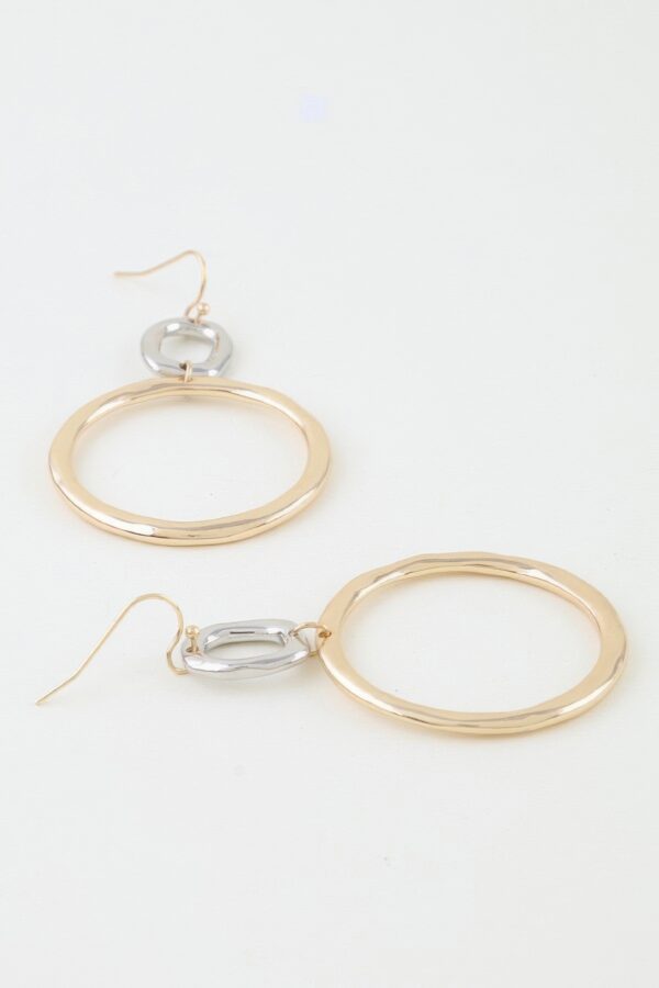 Wavy-Edge Two-Tone Hoop Drop Earrings