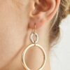 Wavy-Edge Two-Tone Hoop Drop Earrings