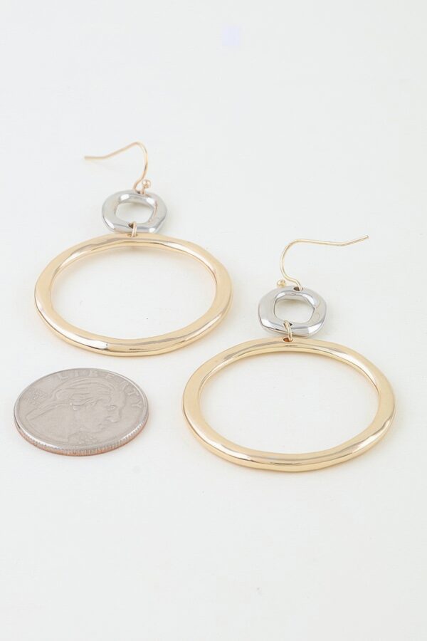 Wavy-Edge Two-Tone Hoop Drop Earrings