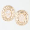 Hammered Marble Disc Drop Earrings - Textured Metal