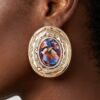 Hammered Marble Disc Drop Earrings - Textured Metal