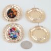 Hammered Marble Disc Drop Earrings - Textured Metal