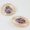 Hammered Marble Disc Drop Earrings - Textured Metal